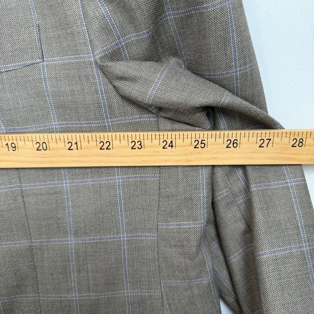 Lauren Ralph Lauren Mens 50R Silk Wool Windowpane Plaid Blazer Sport Coat Brown